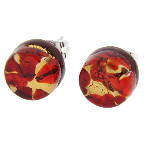 Venetian Reflections Round Stud Earrings - Red Gold