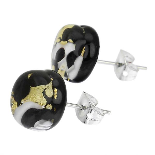 Venetian Reflections Round Stud Earrings - Black Gold