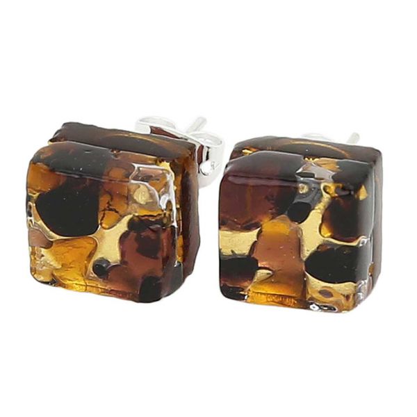 Venetian Reflections Square Stud Earrings - Topaz Gold