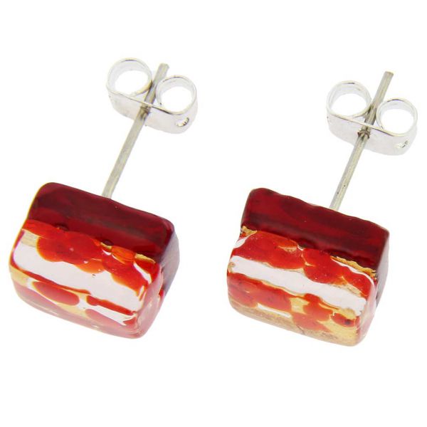 Venetian Reflections Square Stud Earrings - Red Gold