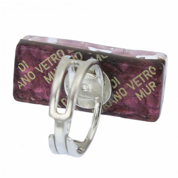 Venetian Reflections Rectangular Ring - Purple Silver