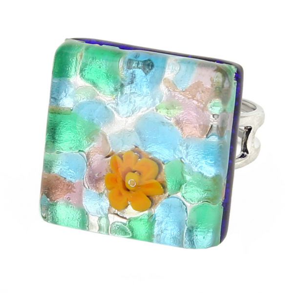 Venetian Reflections Square Adjustable Ring - Silver Meadow