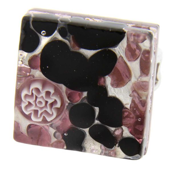 Venetian Reflections Square Adjustable Ring - Purple Silver