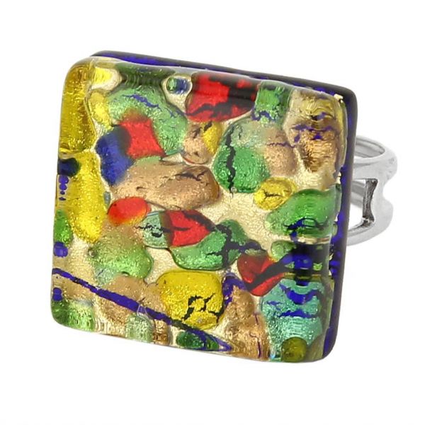 Venetian Reflections Square Adjustable Ring - Golden Meadow