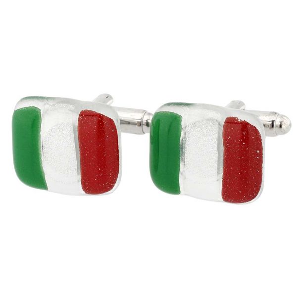 Murano Glass Cufflinks - Italian Flag Colors