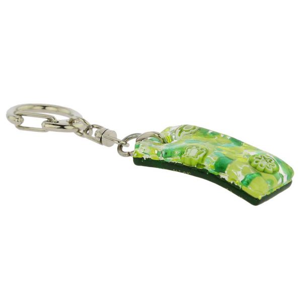 Murano Colors Stick Keychain - Green Silver