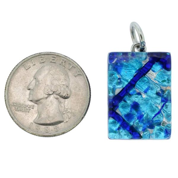 Venetian Reflections Rectangular Pendant - Aqua Blue