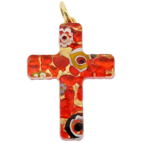 Venetian Reflections Cross Pendant - Red Gold