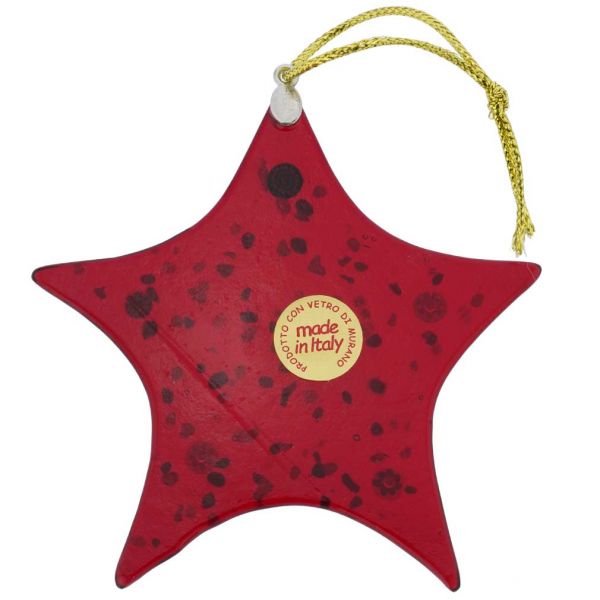 Murano Glass Star Christmas Ornament - Red