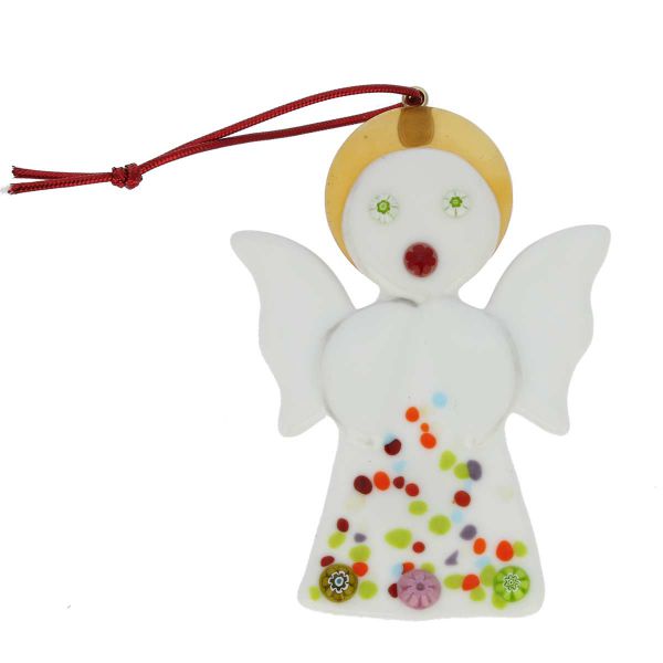 Murano Glass Angel Christmas Ornament - White