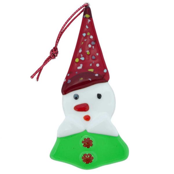 Murano Glass Elf Christmas Ornament - Italian Flag Colors