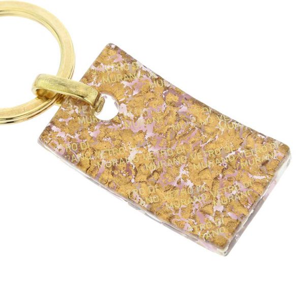 Murano Colors Rectangular Keychain - Purple Gold