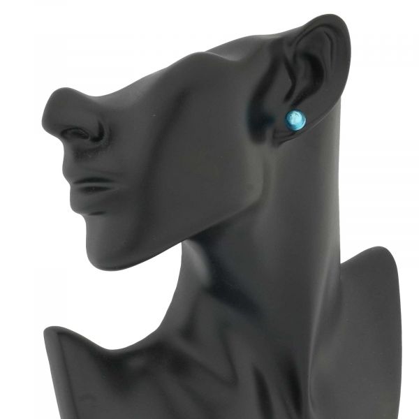 Murano Ball Stud Earrings - Light Blue
