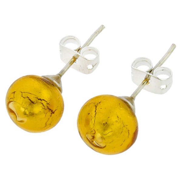 Murano Ball Stud Earrings - Golden Brown