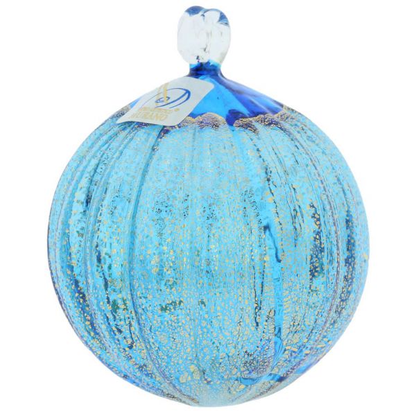 Murano Glass Medium Christmas Ornament - Aqua Blue
