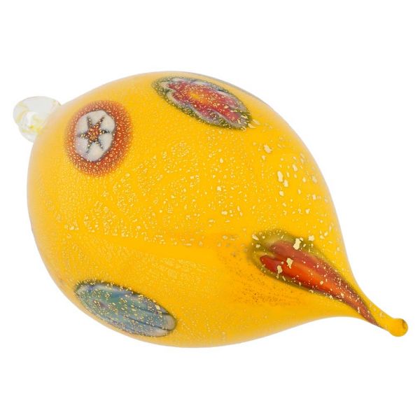 Christmas Tree Ornaments Murano Glass Millefiori Drop Christmas Ornament Yellow Gold 7035