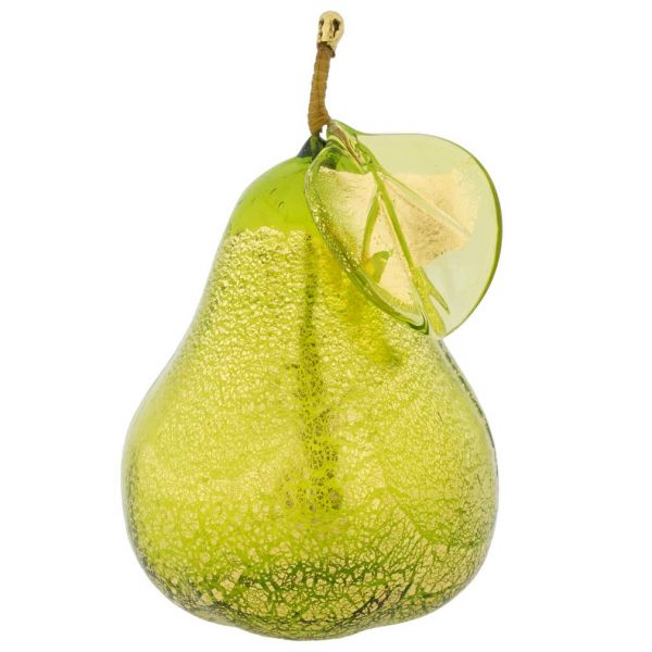Murano Glass Pear Figurine - Green