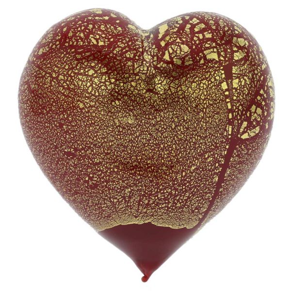 Murano Glass Red Gold Heart
