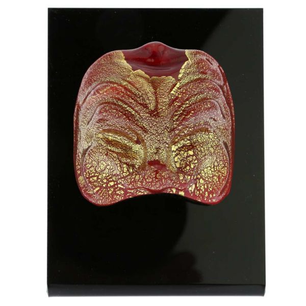 Murano Glass Venetian Carnival Mask - Red Bauta