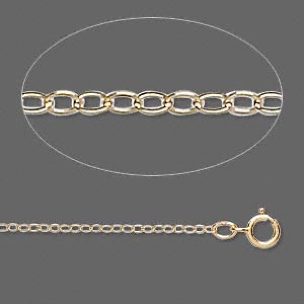 Gold-Filled Flat Cable Chain, 1.3mm Links - 16 Inches