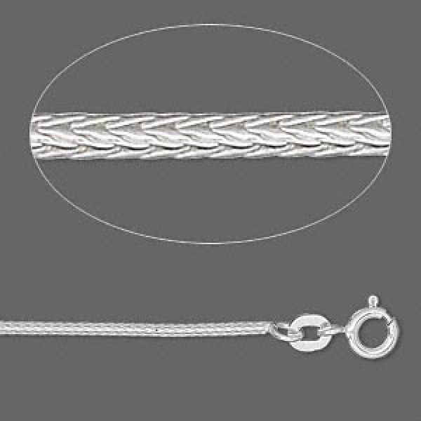Sterling Silver Round Foxtail Chain, 1.3mm Links - 16-Inches