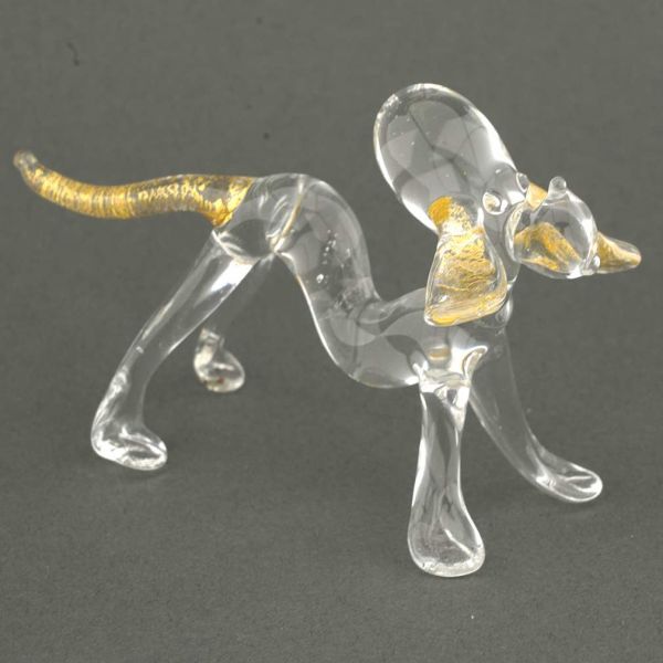Murano Glass Cristallo and Gold Dog