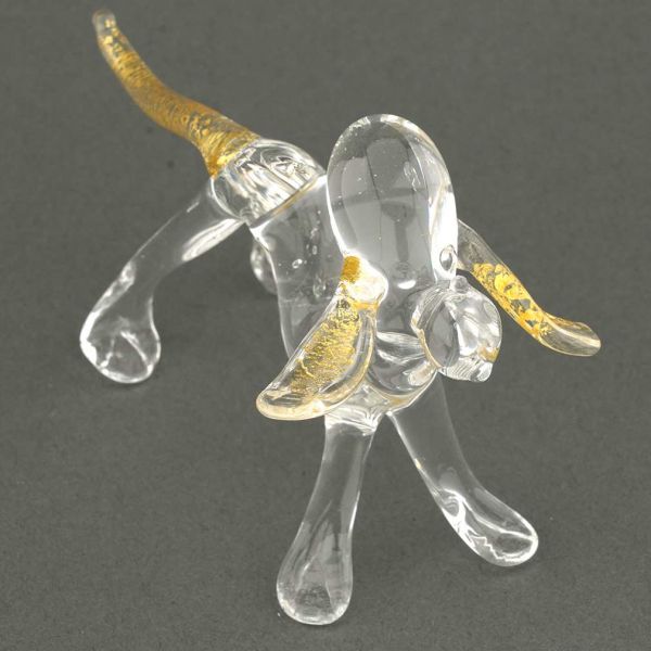 Murano Glass Cristallo and Gold Dog