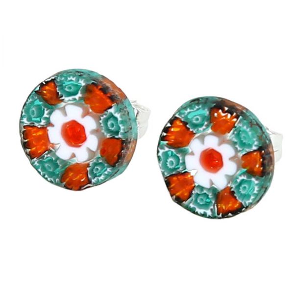 Murano Earrings | Millefiori Stud Earrings - Round