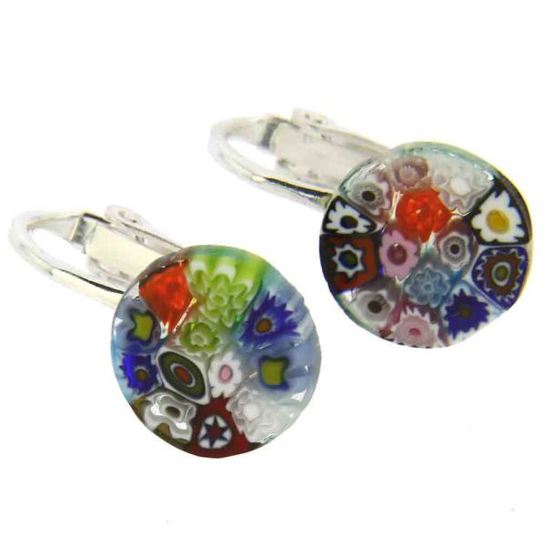 Murano Millefiori Clip Earrings - Multicolor