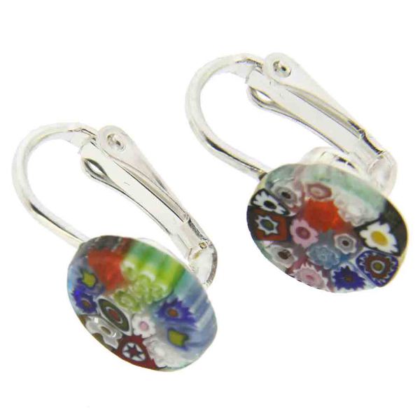 Murano Millefiori Clip Earrings - Multicolor