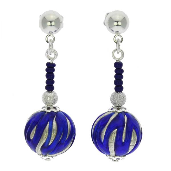 Canaletto Earrings - Silver Navy Blue