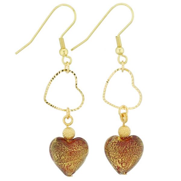 Ca D\'Oro Venetian Heart Earrings - Red