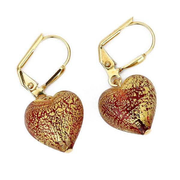 Ca D\'Oro Murano Heart Earrings - Red