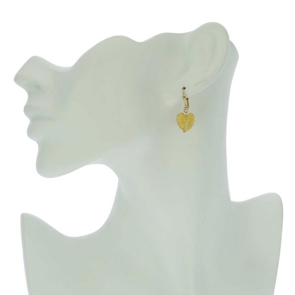 Ca D\'Oro Murano Heart Earrings - Yellow Gold