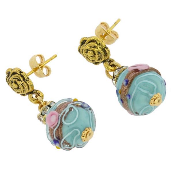 Magnifica Antique Stud Balls Earrings - Aqua