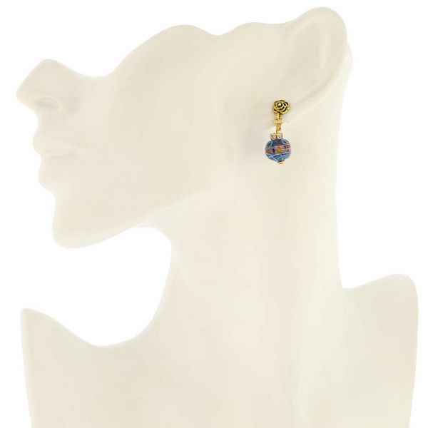 Magnifica Antique Stud Balls Earrings - Blue