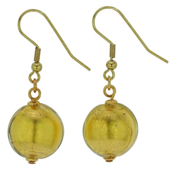 Murano Glass Disk Earrings - Liquid Gold