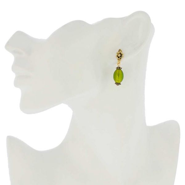 Murano Earrings | Antico Tesoro olives earrings -lime green