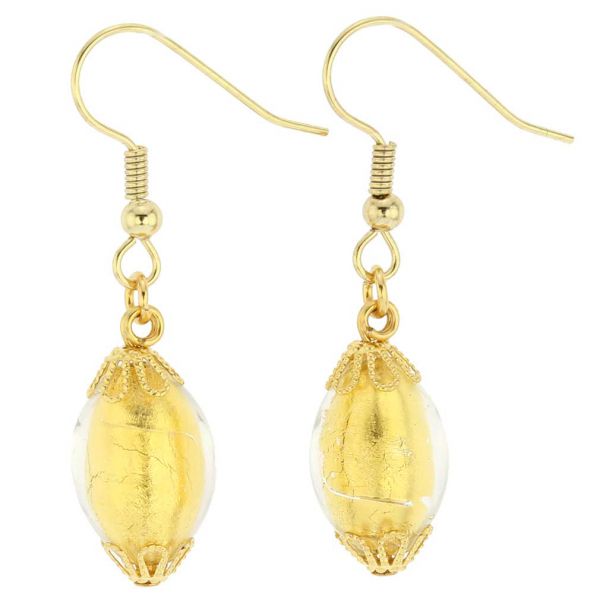 Murano Glass Olives Earrings - Liquid Gold