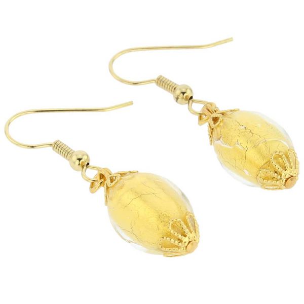 Murano Glass Olives Earrings - Liquid Gold