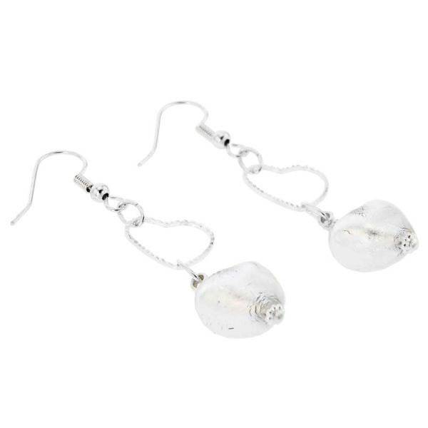 Venetian Wedding Heart Earrings - Silver Ice