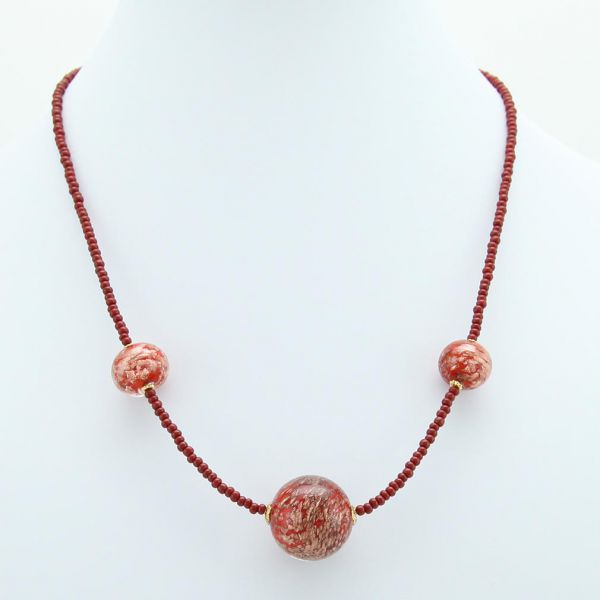 Starlight Balls Necklace - Cranberry