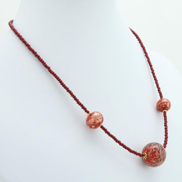 Starlight Balls Necklace - Cranberry