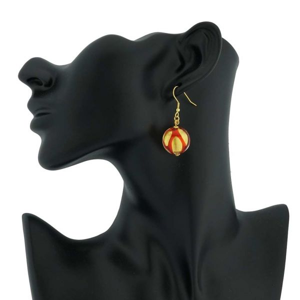 Murano Earrings | Murano Glass Royal Red Circle earrings