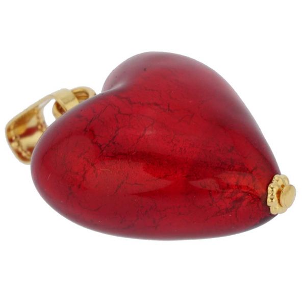 Murano Glass Heart Pendant - Fire Red