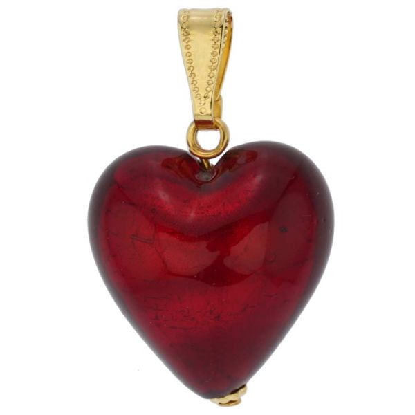 Murano Pendants | Murano Glass Heart Pendant - Ruby Red