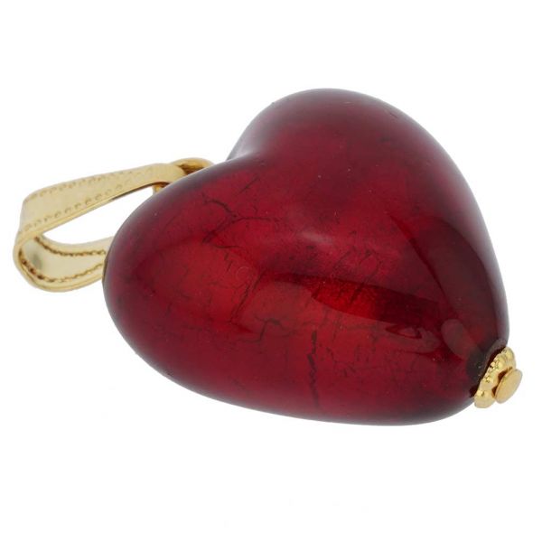Murano Glass Heart Pendant - Ruby Red