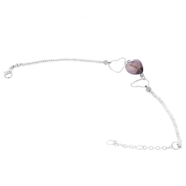 Venetian Wedding Purple Heart Murano Bracelet