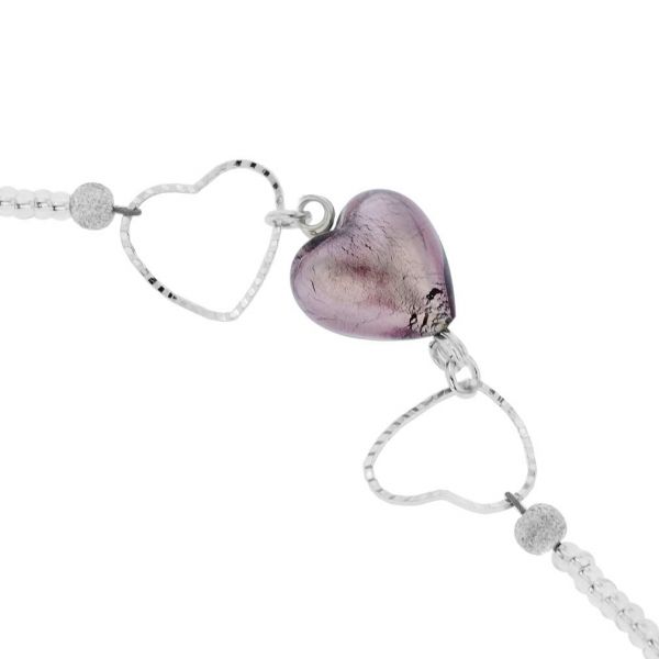 Venetian Wedding Purple Heart Murano Bracelet