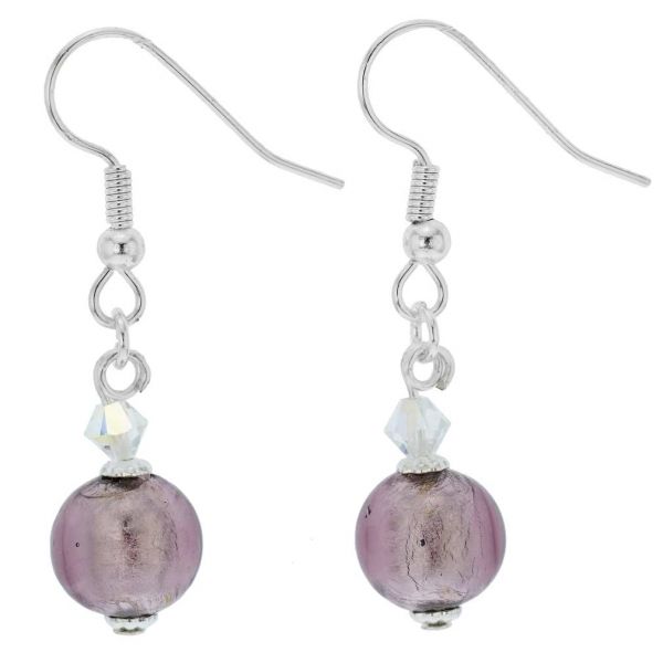 Murano Sparkling Ball Earrings - Light Purple